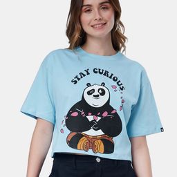 The Souled Store Women Blue Kung Fu Panda Printed Cotton Boxy Oversized T-shirt-45