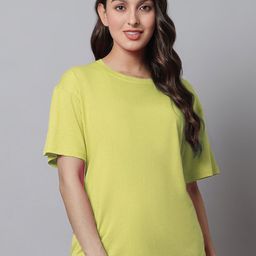 Kanvin Round Neck Drop Shoulder Sleeves Oversized Fit T-shirt-picture-49