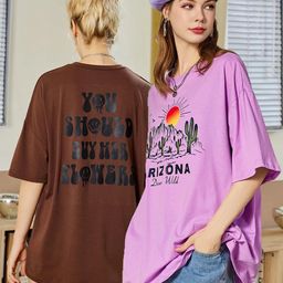 Christy World Pack Of 2 Printed Drop Shoulder Cotton Oversized T-shirt-image-99