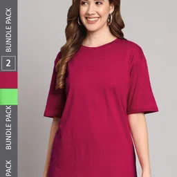 Funday Fashion Pack Of 2 Cotton Oversized T-shirts-image-80