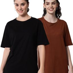 Funday Fashion Pack Of 2 Round Neck Drop-Shoulder Sleeves Oversized Cotton T-Shirt-image-14