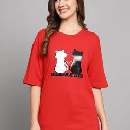 Funday Fashion Graphic Printed Oversized Cotton T-shirt-92