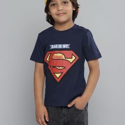 YK Justice League Boys Navy Blue Printed Round Neck T-shirt-image-34