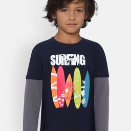 LAdore Boys Navy Blue Printed Round Neck T-shirt-image-43