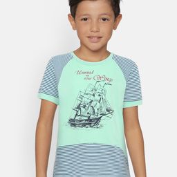 LAdore Boys Sea Green Printed Round Neck Pure Cotton T-shirt-image-97