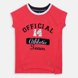 Blue Giraffe Girls Red Printed Round Neck T-shirt-image-17