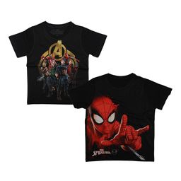 Marvel by Wear Your Mind Boys Black Set of 2 Printed Round Neck T-shirt-image-111