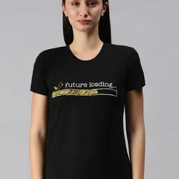 BRATMA Women Black Typography Printed Round Neck T-shirt-picture-46