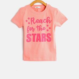 Adams kids Girls Peach-Coloured Printed Round Neck T-shirt-image-31
