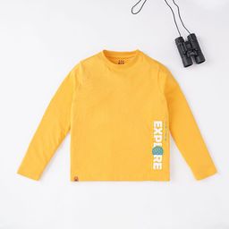 Ed-a-Mamma Boys Mustard Yellow Typography T-shirt-image-12
