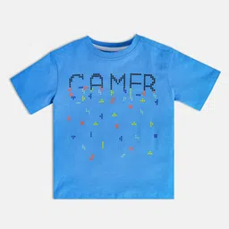 MINI KLUB Boys Geometric Printed Round Neck Cotton T-shirt-image-4