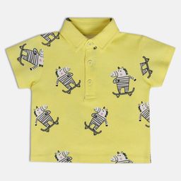 MINI KLUB Boys Graphic Printed Polo Collar Cotton T-shirt-image-70