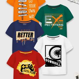YK X Trampoline Boys Typography 5 Printed Applique T-shirt-image-35