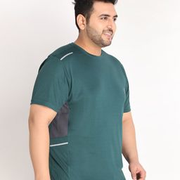 CHKOKKO Plus Men Green Solid Dri-FIT Training or Gym T-shirt-image-61