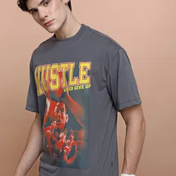 HIGHLANDER Unisex Typography Printed Drop Shoulder Oversized T-Shirt-image-22