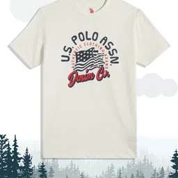 U.S.Polo Assn. Kids Boys Off White Printed Pure Cotton T-shirt-image-61