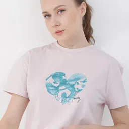 RAREISM Printed Round Neck Drop-Shoulder Sleeves Crop Regular Fit T-shirt-image-36