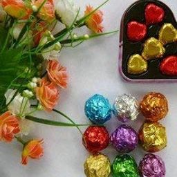 Royals 200pc Assorted Colour Foil Wrappers for Chocolate, 8 x 9 cm, (Plain/Printed) Chocolate Paper Chocolate Wrapping foil image 4