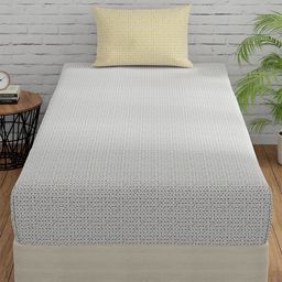 Huesland Grey & White Striped 144 TC Cotton Single Bedsheet & 1 Pillow Cover-image-47