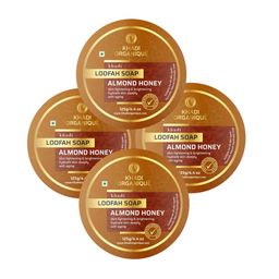Khadi Organique Set of 4 Almond Honey Loofah Handmade Soap with Essential Oils 125g (Each)-17