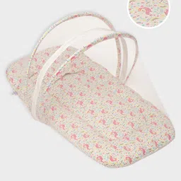 MiArcus Infants Red & White Printed Pure Cotton Bedding Set with Mosquito Net-3