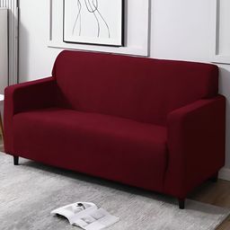 HOKIPO Maroon Elastic Stretchable Triple Seater Sofa Cover with Arms-image-48