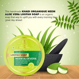 Khadi Organique Set Of 6 Neem Aloe Vera Herbal Loofah Soap with Essential Oils - 125g Each image 4