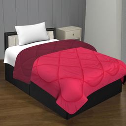 BED-SHEET.COM Pink & Red Geometric Microfiber Mild Winter 300 GSM Single Bed Comforter-11