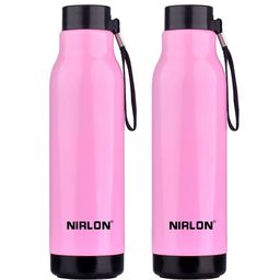 NIRLON Pink 2 Pieces Stainless Steel Solid Water Bottle 480 ml-image-82