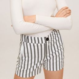 MANGO Women White & Black Striped Regular Fit Shorts-image-12