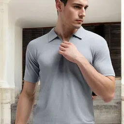 FARROWX Men Self Knitted Zipper Polo Collar T-shirt-picture-20