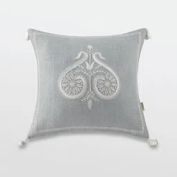 Mirooh Blue Embroidered Filled Square Shape Cushion-image-97