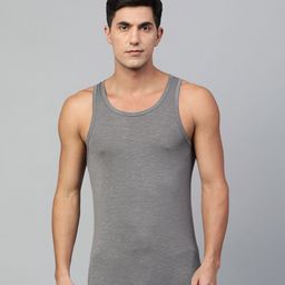 Heelium Men Grey Anti Odour Bamboo Innerwear Basic Vests-image-88