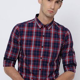 HIGHLANDER Men Slim Fit Opaque Checked Casual Shirt-image-92
