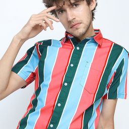 HIGHLANDER Men Slim Fit Opaque Striped Casual Shirt-image-34