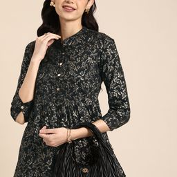 Anouk Floral Print Mandarin Collar Top-picture-43