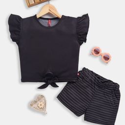 Here&Now X Game Begins Girls Flutter Sleeves Top with Shorts-image-54