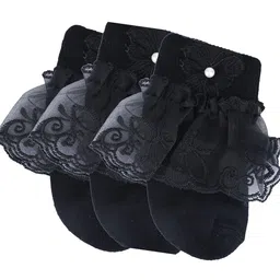 N2S NEXT2SKIN Girls Pack Of 3 Black Patterned Socks-image-59