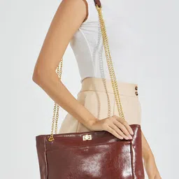 Styli Textured Structured Shoulder Bag With Quilted-12