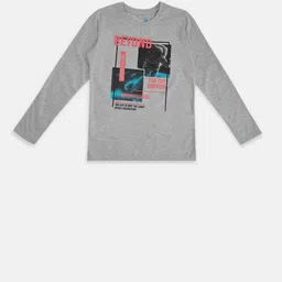 Pantaloons Junior Boys Grey Melange Printed T-shirt-picture-10