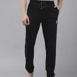 U.S. Polo Assn. Men Black Solid Knitted Lounge Joggers-image-1