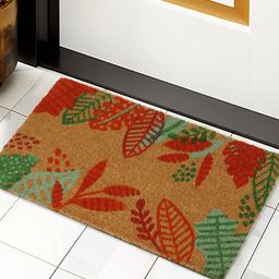 HOKIPO Brown & Orange Printed Anti-Skid Coir Doormat-44