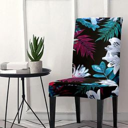 Cortina Black & Teal Printed Stretchable Chair Cover-3