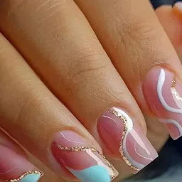 Secret Lives 24 Pcs Translucent False Nails - Pink & Blue-14