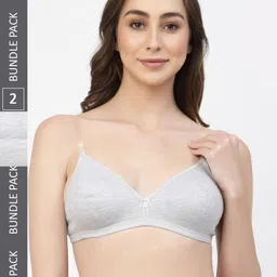 Floret Pack of 2 Solid Non-Wired Non Padded T-shirt Bras T3005_Cool Grey-image-62