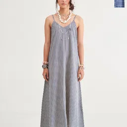 Prakriti Jaipur Striped Shoulder Straps A-Line Maxi Dress-image-25