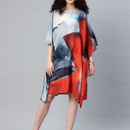 SWI Stylish Print Kimono Sleeve Crepe Kaftan Dress-image-20