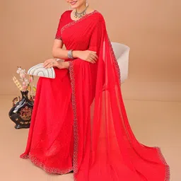 Leelavati Embellished Beads and Stones Pure Chiffon Saree-image-37