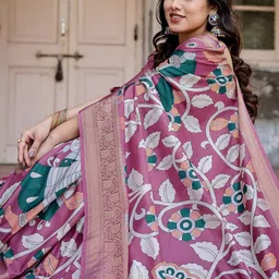 DIVASTRI Kalamkari Printed Zari Silk Blend Paithani Saree-34