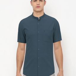 Peter England Casuals Men Navy Blue Slim Fit Casual Shirt-picture-33